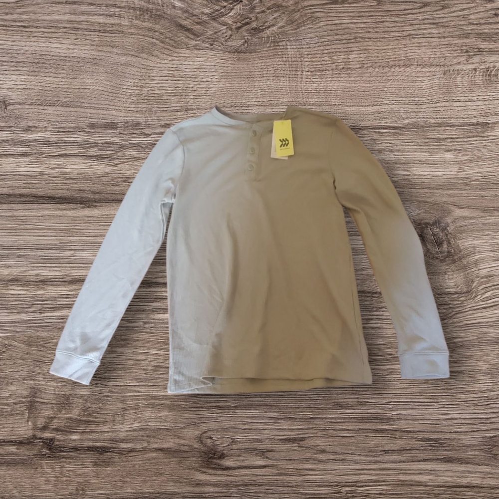 Beige Long Sleeve Henley Shirt